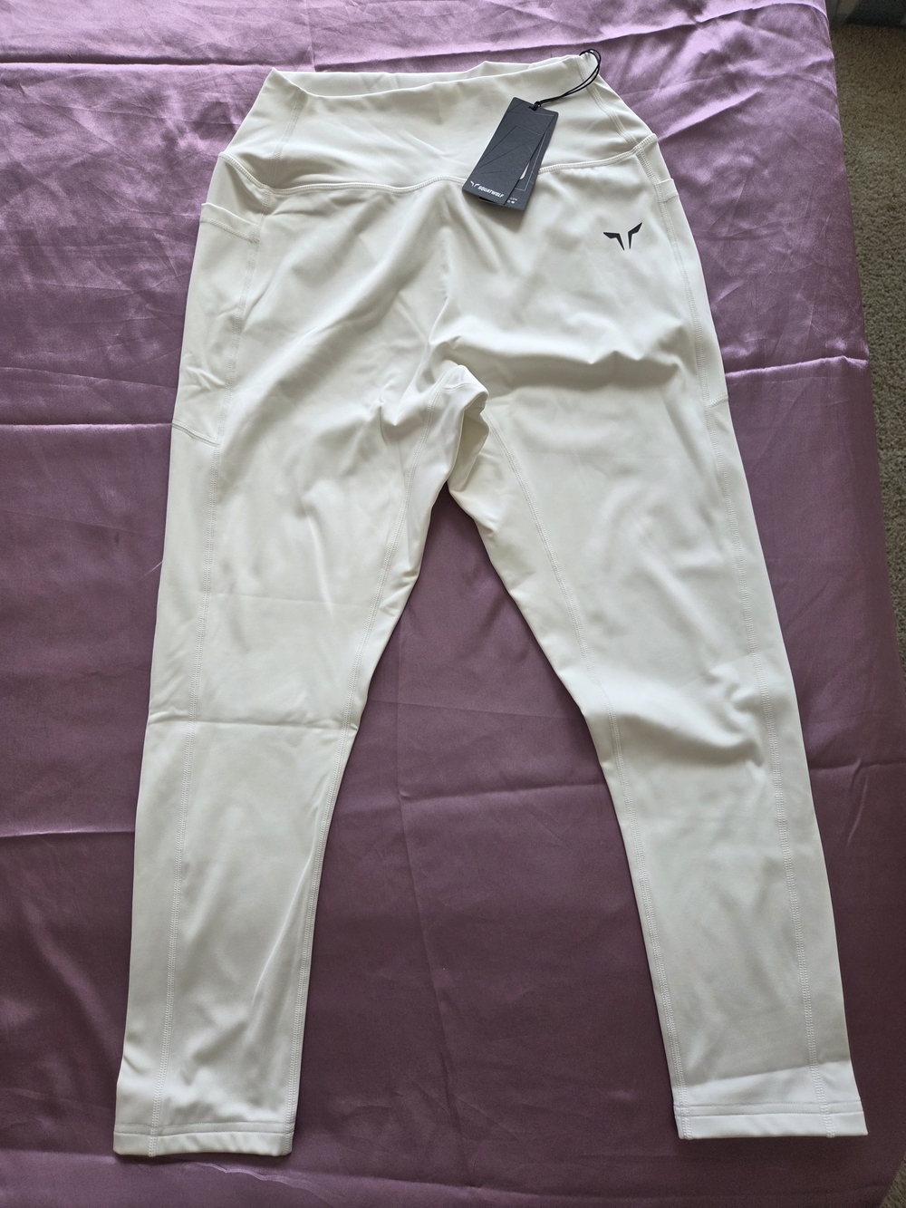 NWT SQUATWOLF Women's High Rise 24" Leggings double layered in Pearl White